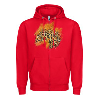 Red leopard glitter patch Zipper Hoodie - AdoDesignShop
