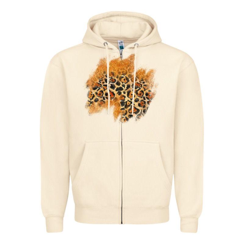 Leopard Glitter Patch Zipper Hoodie by AdoDesignShop | Teevron