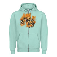 Seafoam leopard glitter patch Zipper Hoodie - AdoDesignShop