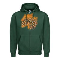 Sports Green leopard glitter patch Zipper Hoodie - AdoDesignShop
