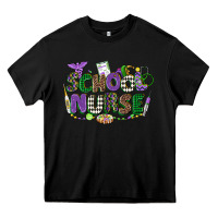 Black school nurse mardi gras Heavy Core Tee - CowGirlArtShop