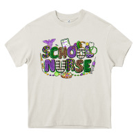 Cream school nurse mardi gras Heavy Core Tee - CowGirlArtShop