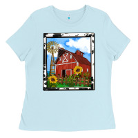 Baby Blue rustic western barn olivia Ladies Tee - OliviaCreatesArt