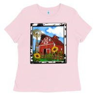 Bubblegum Pink rustic western barn olivia Ladies Tee - OliviaCreatesArt