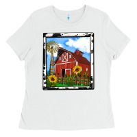 White rustic western barn olivia Ladies Tee - OliviaCreatesArt
