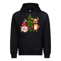 Black merry christmas gnomes, reindeer Urban Hoodie - RanaPortraitStore