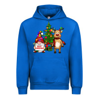 Cobalt merry christmas gnomes, reindeer Urban Hoodie - RanaPortraitStore