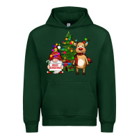 Forest Green merry christmas gnomes, reindeer Urban Hoodie - RanaPortraitStore