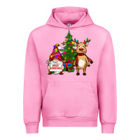 Fuchsia Pink merry christmas gnomes, reindeer Urban Hoodie - RanaPortraitStore