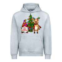 Heather Grey merry christmas gnomes, reindeer Urban Hoodie - RanaPortraitStore