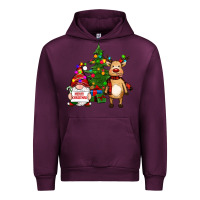 Mauve Wine merry christmas gnomes, reindeer Urban Hoodie - RanaPortraitStore