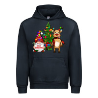 Navy merry christmas gnomes, reindeer Urban Hoodie - RanaPortraitStore