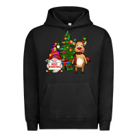 Pigment Black merry christmas gnomes, reindeer Urban Hoodie - RanaPortraitStore