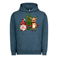 Pigment Midnight Navy merry christmas gnomes, reindeer Urban Hoodie - RanaPortraitStore
