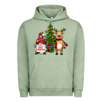 Pigment Oil Green merry christmas gnomes, reindeer Urban Hoodie - RanaPortraitStore