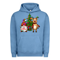 Pigment Pebble Blue merry christmas gnomes, reindeer Urban Hoodie - RanaPortraitStore