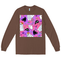 Chestnut cute ghost halloween seamless pattern Long Sleeve Tee - BundleAndBundleShop