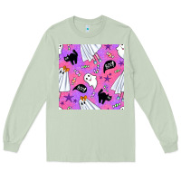 Matcha cute ghost halloween seamless pattern Long Sleeve Tee - BundleAndBundleShop