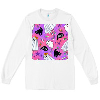 White cute ghost halloween seamless pattern Long Sleeve Tee - BundleAndBundleShop
