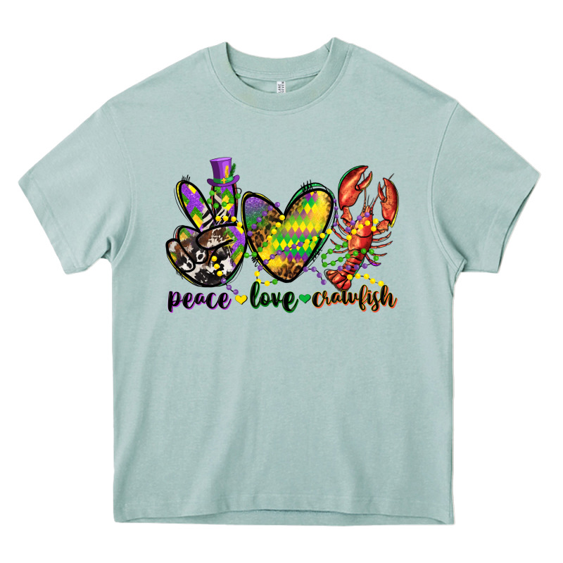 Peace Love Crawfish Mardi Gras Heavy Core Tee by CowGirlArtShop | Teevron