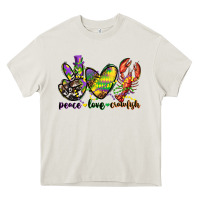 Cream peace love crawfish mardi gras Heavy Core Tee - CowGirlArtShop