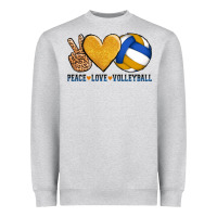 Heather Grey peace love volleyball Heavyweight Sweatshirt - AdoDesignShop