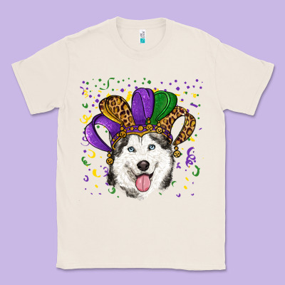 Mardi Gras Hat Husky Classic Tee Designed By Ranaportraitstore