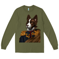Army Green Pet Portraits, Custom Pet Portraits, Renaissance Pet Portraits, Long Sleeve Tee - RanaPortraitStore
