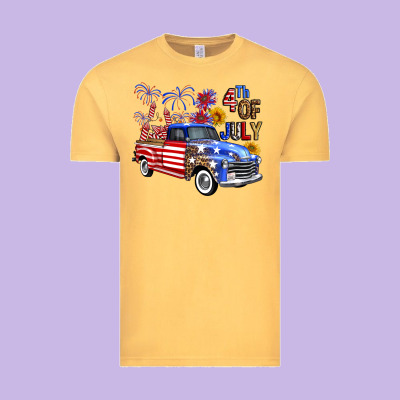 Western Truck Fourth Of July America Vintage Tee Designed By Fadigitalartstudio