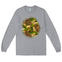 Heather Grey camouflage and leopard patch Long Sleeve Tee - BundleAndBundleShop