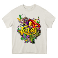 Cream texas map mardi gras Heavy Core Tee - CowGirlArtShop