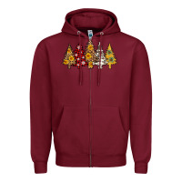 Burgundy leopard christmas trees Zipper Hoodie - AdoDesignShop