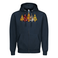 Navy leopard christmas trees Zipper Hoodie - AdoDesignShop