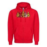 Red leopard christmas trees Zipper Hoodie - AdoDesignShop