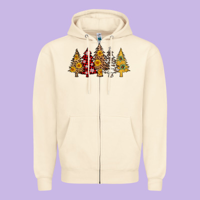 Leopard Christmas Trees Zipper Hoodie Designed By Adodesignshop