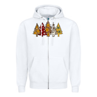 White leopard christmas trees Zipper Hoodie - AdoDesignShop