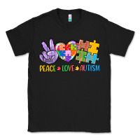 Black Peace love Autism Classic Tee - CowGirlArtShop