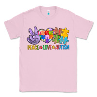 Bubblegum Pink Peace love Autism Classic Tee - CowGirlArtShop