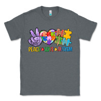 Charcoal Heather Peace love Autism Classic Tee - CowGirlArtShop