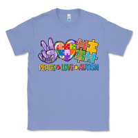 Colony Blue Peace love Autism Classic Tee - CowGirlArtShop