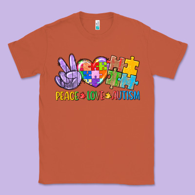 Peace Love Autism Classic Tee Designed By Cowgirlartshop