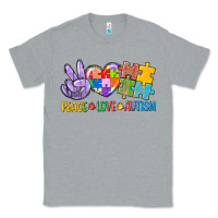 Heather Grey Peace love Autism Classic Tee - CowGirlArtShop