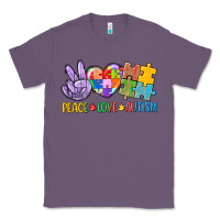 Lavender Peace love Autism Classic Tee - CowGirlArtShop