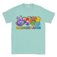 Seafoam Peace love Autism Classic Tee - CowGirlArtShop