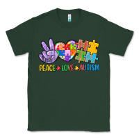 Sports Green Peace love Autism Classic Tee - CowGirlArtShop