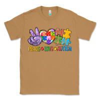 Toasted Coconut Peace love Autism Classic Tee - CowGirlArtShop