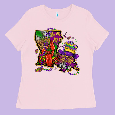 Mardi Gras Louisiana Map Ladies Tee Designed By Oliviacreatesart