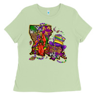 Matcha mardi gras louisiana map Ladies Tee - OliviaCreatesArt