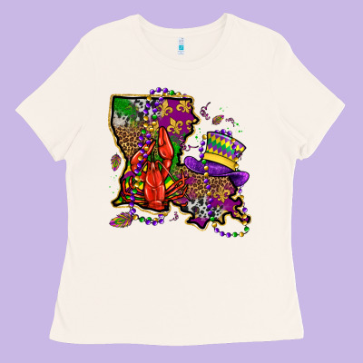 Mardi Gras Louisiana Map Ladies Tee Designed By Oliviacreatesart