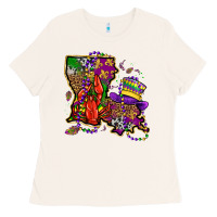 Bone mardi gras louisiana map Ladies Tee - OliviaCreatesArt